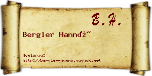 Bergler Hannó névjegykártya